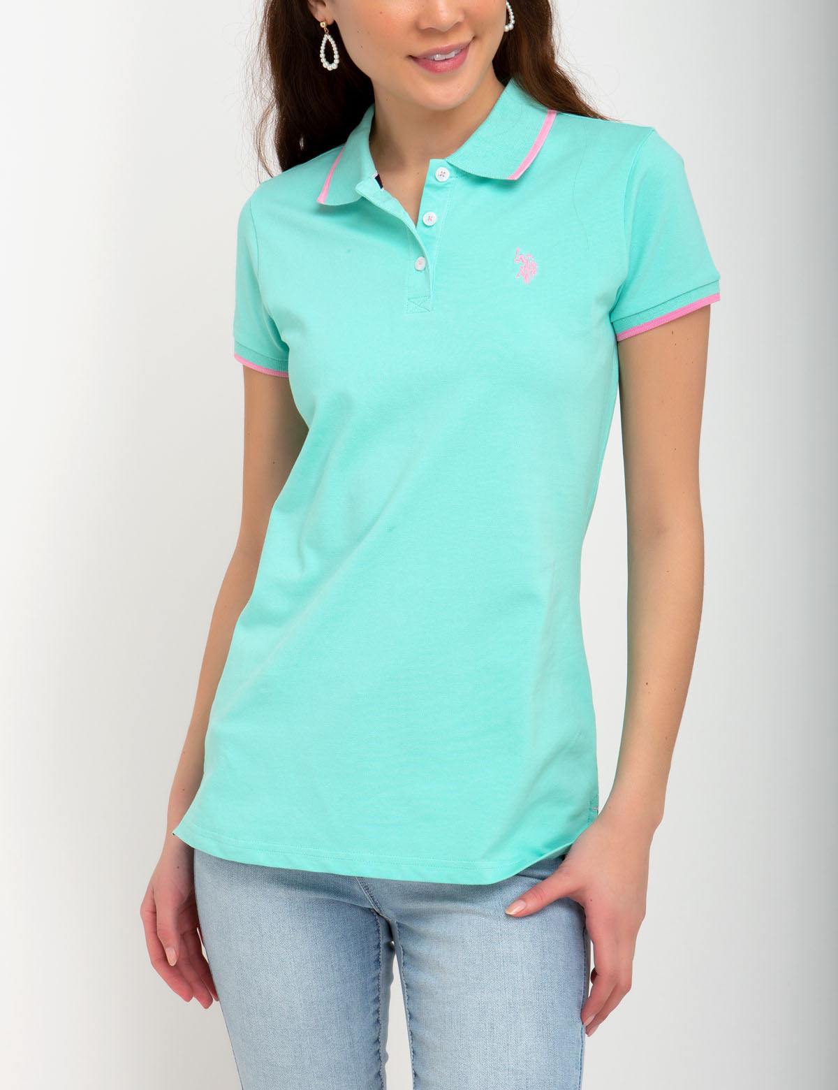 Stretch Polo Shirt with Contrast Trim & Logo Tip | Classic Fit