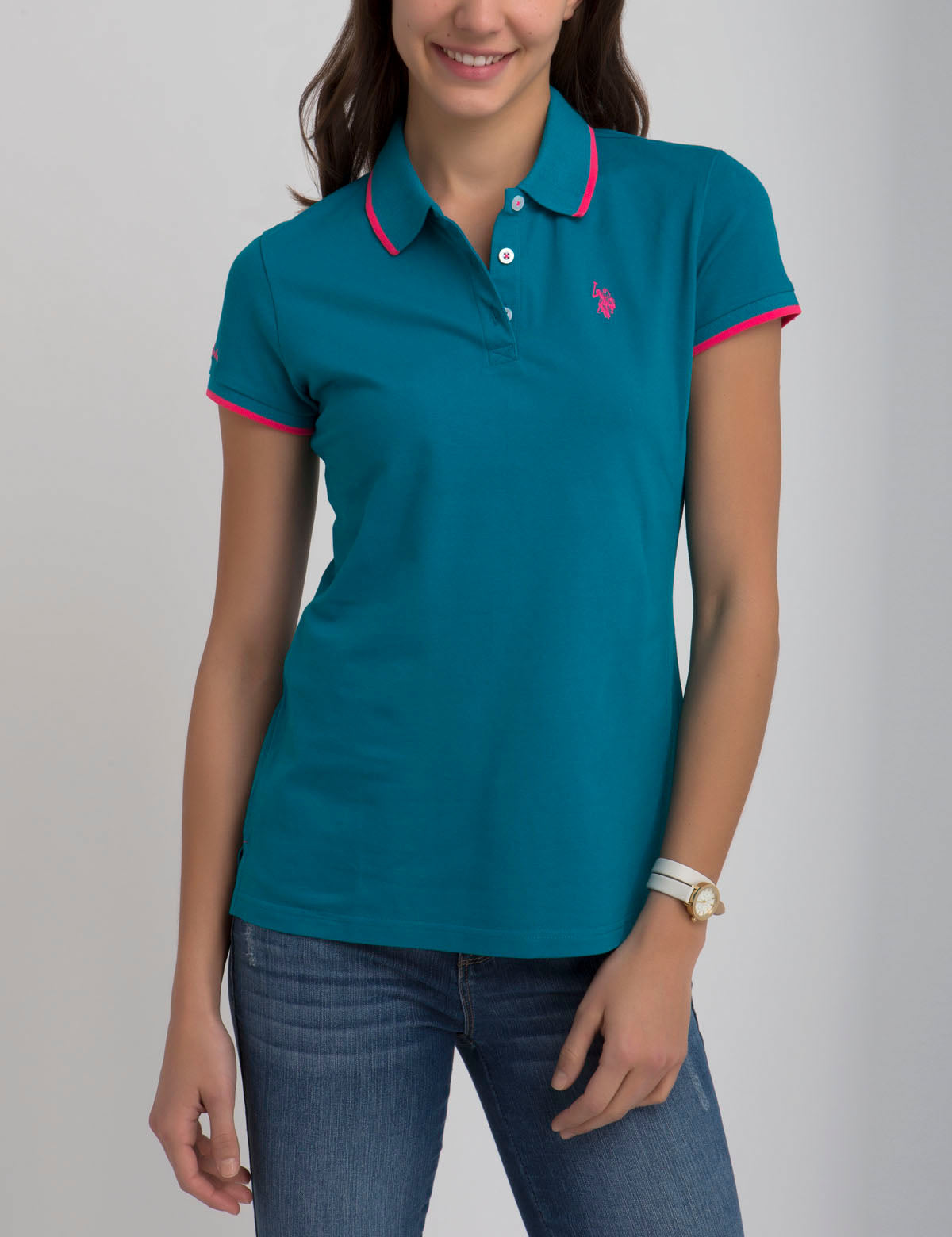 Stretch Polo Shirt with Contrast Trim & Logo Tip | Classic Fit