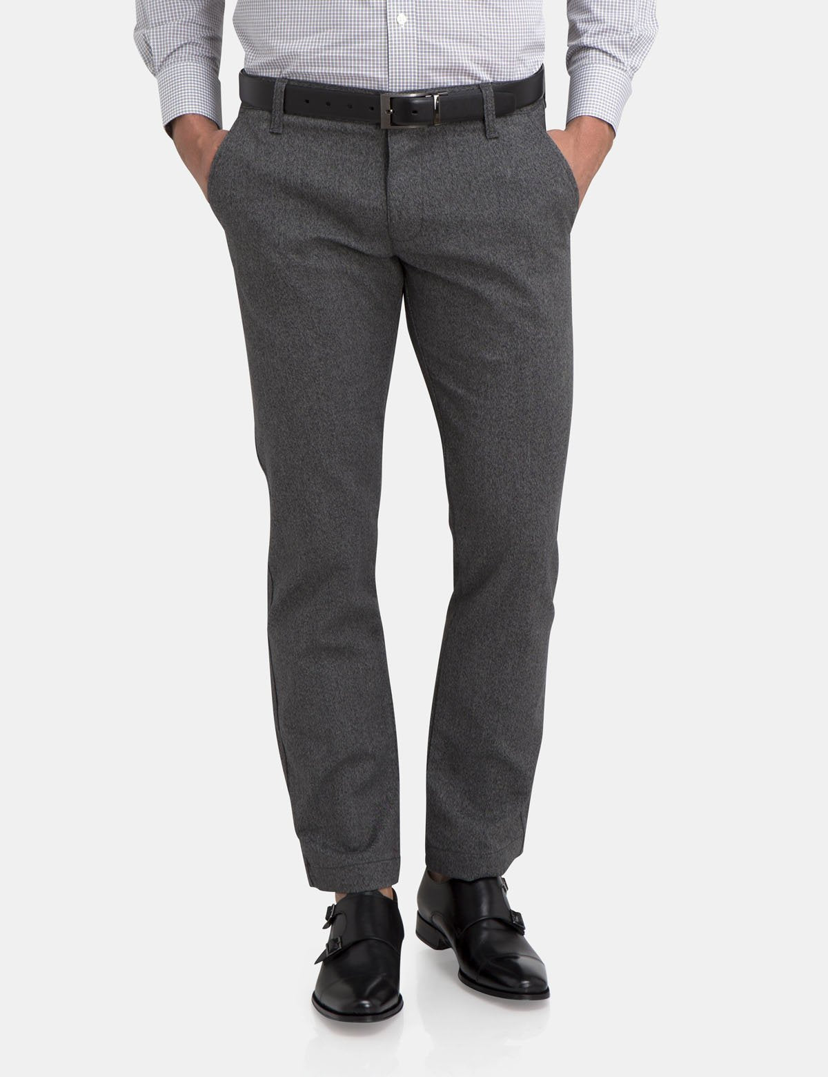 Stretch Straight Leg Pants with Button Closure & Zip Fly