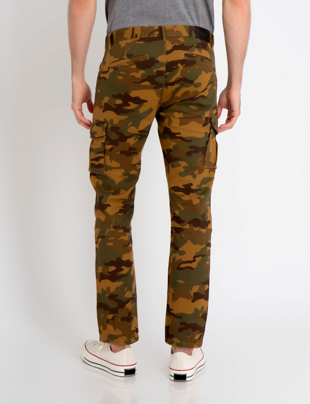Stretch Twill Cargo Pants with Utility Pockets & Button Closure
