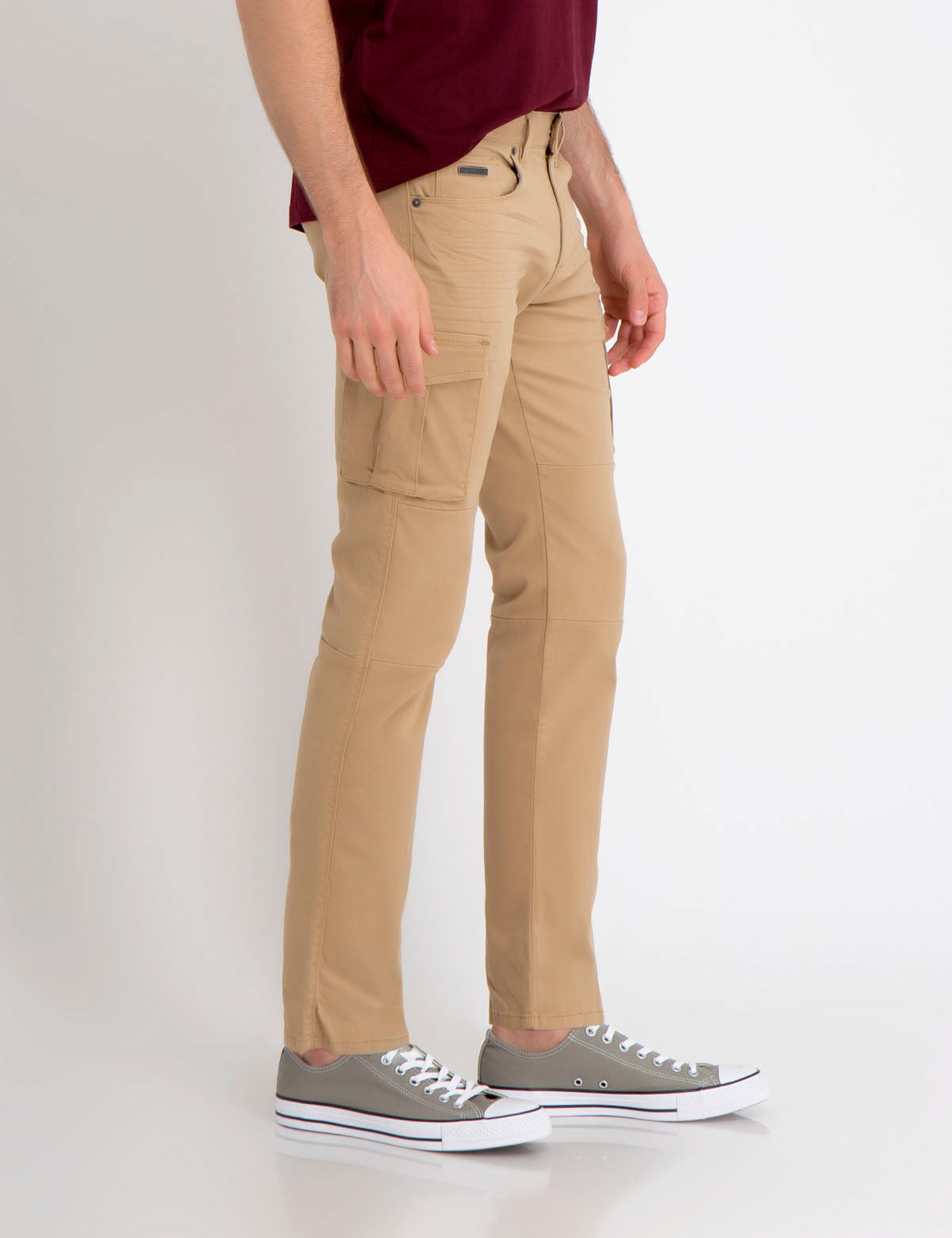 Stretch Twill Cargo Pants with Utility Pockets & Button Closure