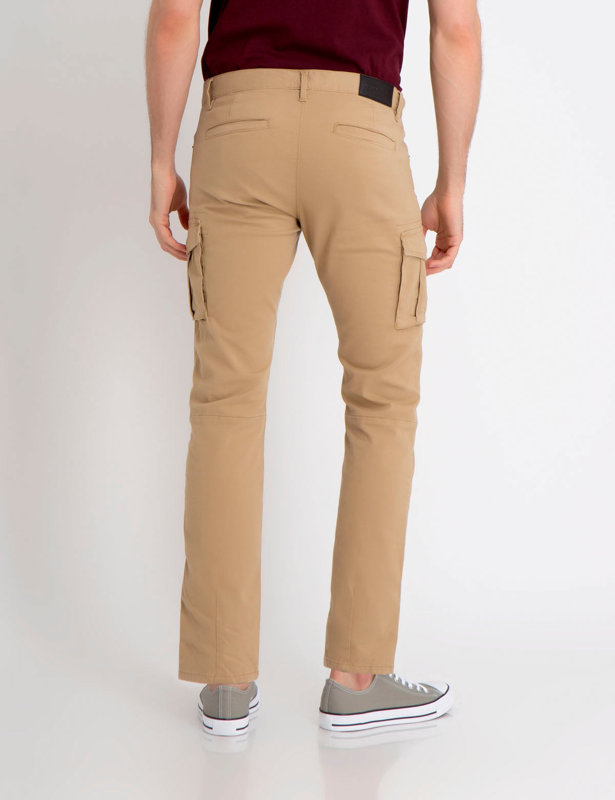 Stretch Twill Cargo Pants with Utility Pockets & Button Closure