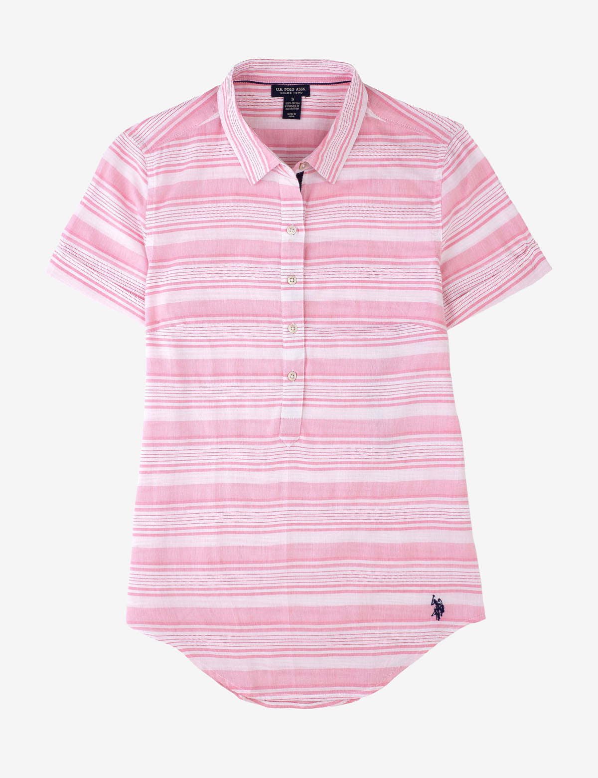 Striped Button-Down Shirt with Short Sleeves | Popover Style