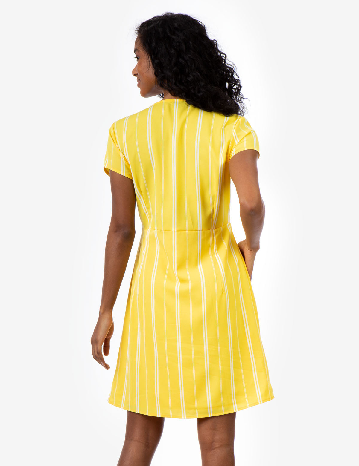 Striped Button-Up Dress with V-Neck & Short Sleeves | U.S. Polo Assn.
