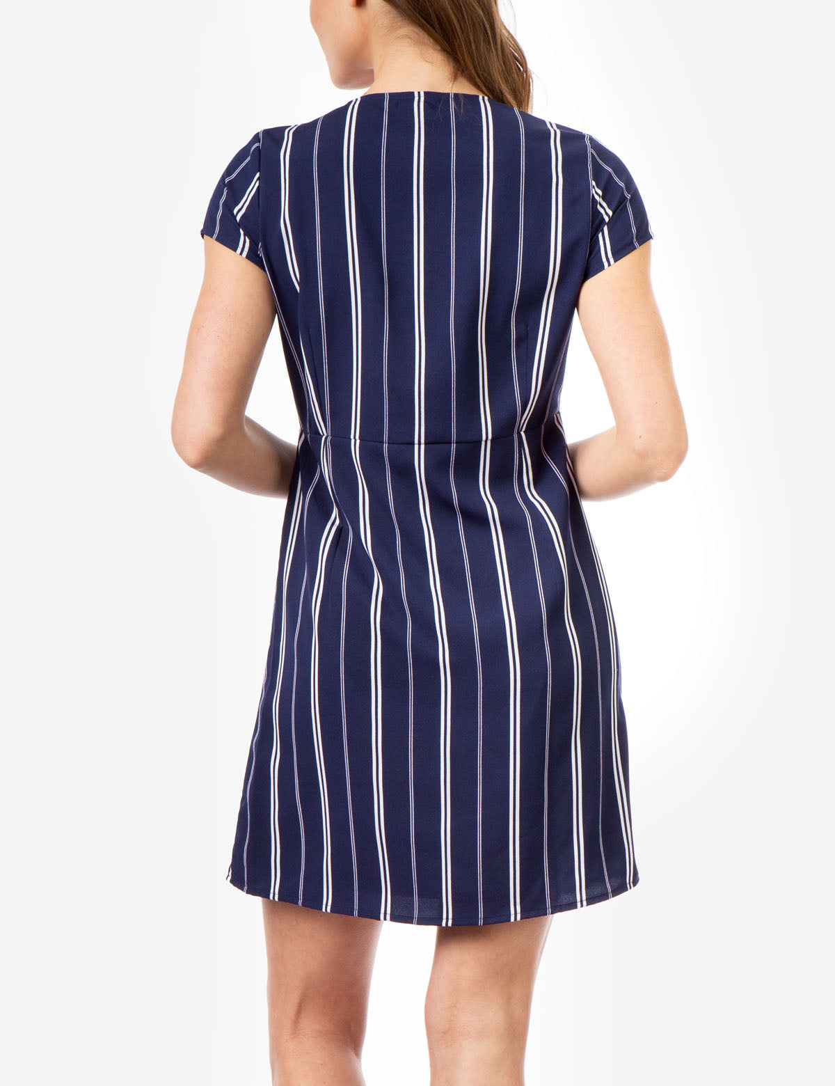 Striped Button-Up Dress with V-Neck & Short Sleeves | U.S. Polo Assn.