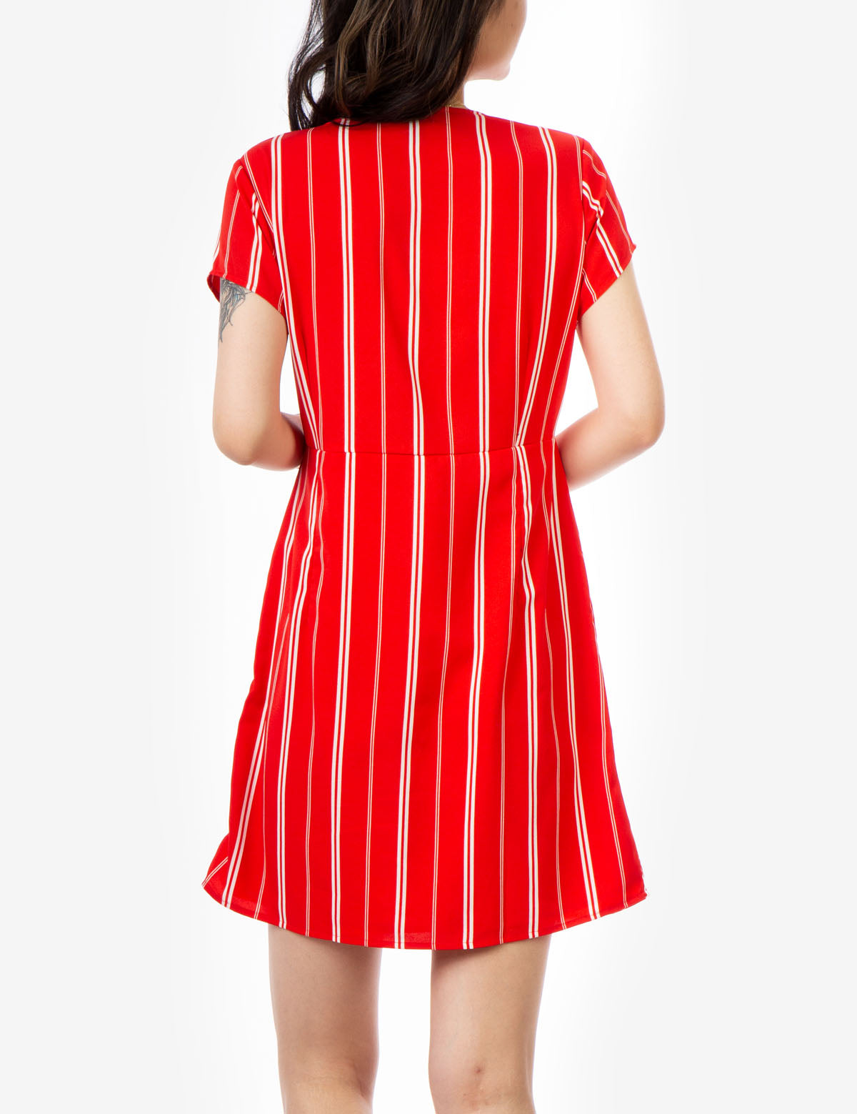 Striped Button-Up Dress with V-Neck & Short Sleeves | U.S. Polo Assn.