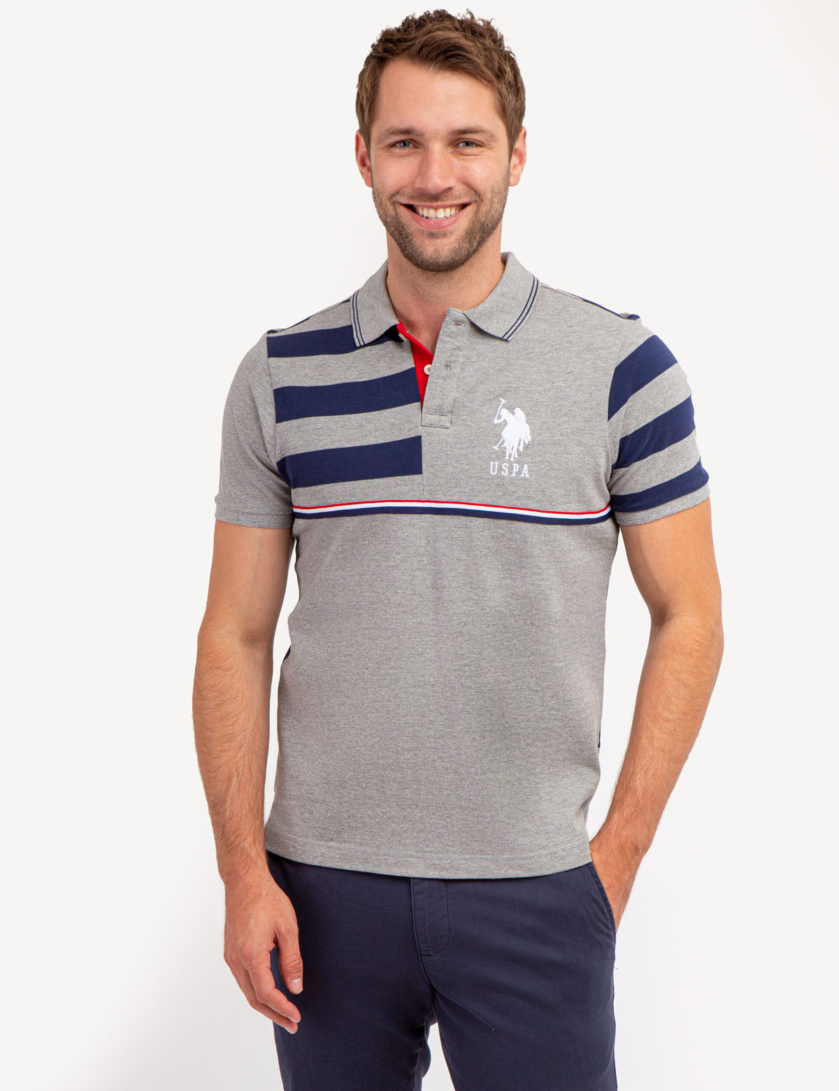 Colorblock Stripe Polo Shirt with Embroidered Logo | 100% Cotton