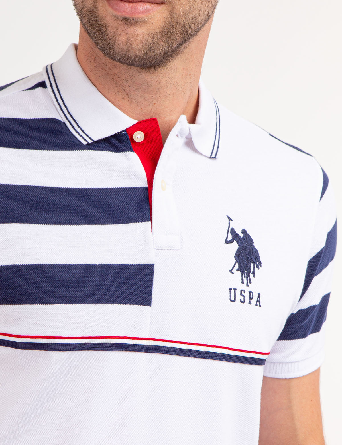 Colorblock Stripe Polo Shirt with Embroidered Logo | 100% Cotton