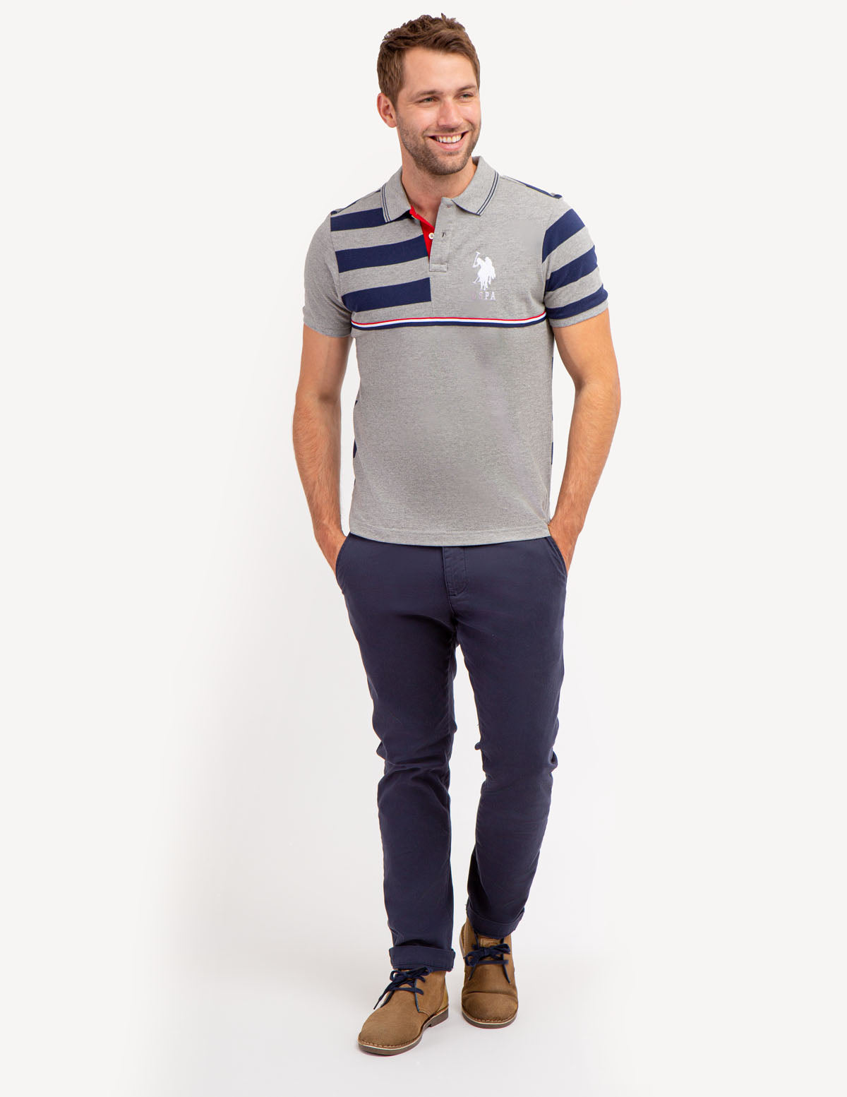 Colorblock Stripe Polo Shirt with Embroidered Logo | 100% Cotton
