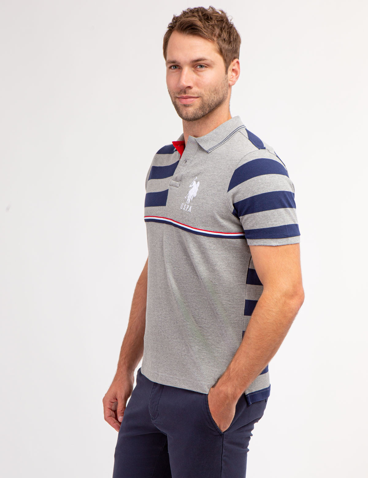 Colorblock Stripe Polo Shirt with Embroidered Logo | 100% Cotton