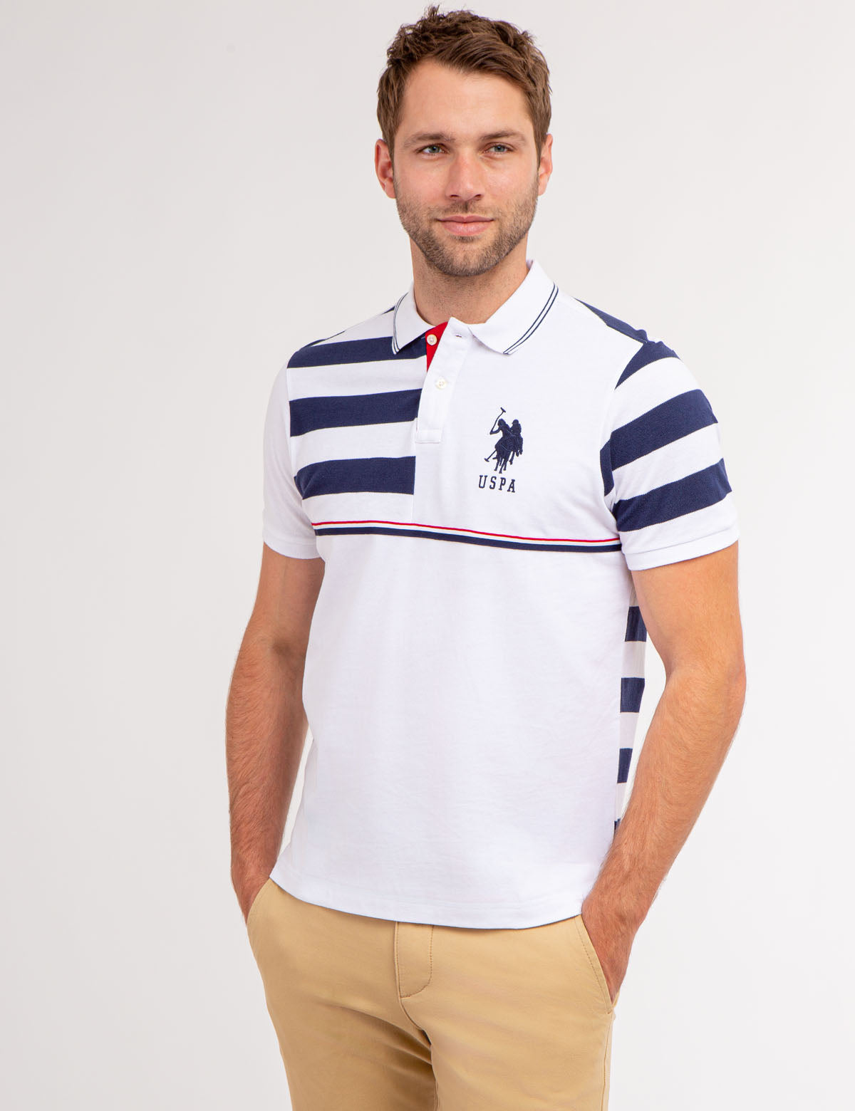 Colorblock Stripe Polo Shirt with Embroidered Logo | 100% Cotton