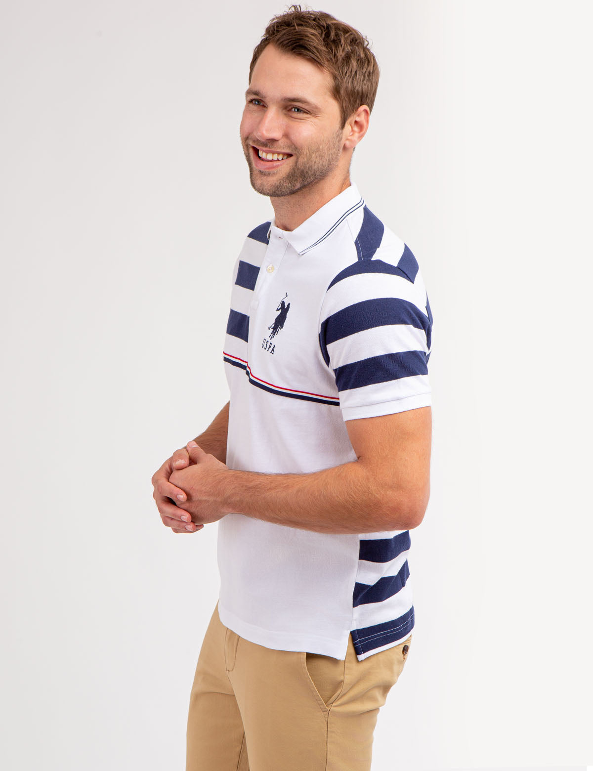 Colorblock Stripe Polo Shirt with Embroidered Logo | 100% Cotton
