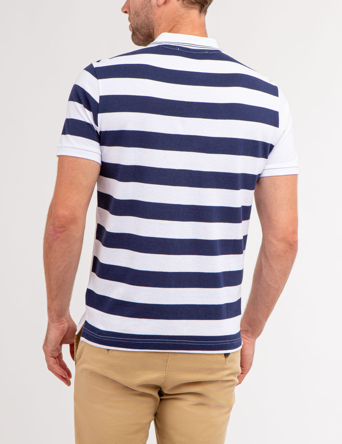 Colorblock Stripe Polo Shirt with Embroidered Logo | 100% Cotton