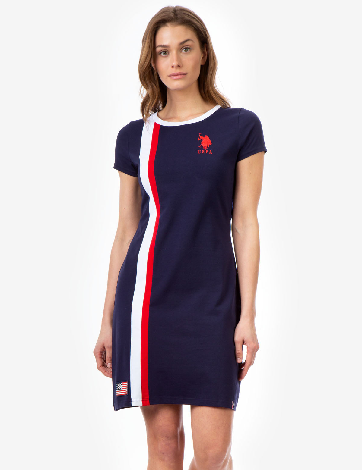 Striped Ringer Dress with USA Flag & USPA Logo | USPA