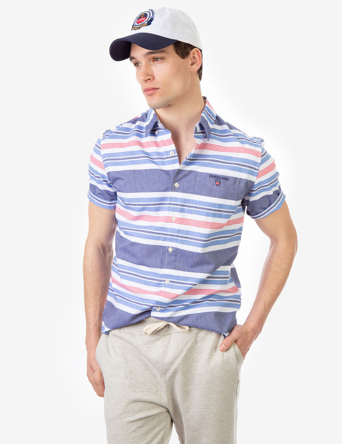 Classic Fit Stripe Oxford Short Sleeve Shirt | U.S. Polo Assn.