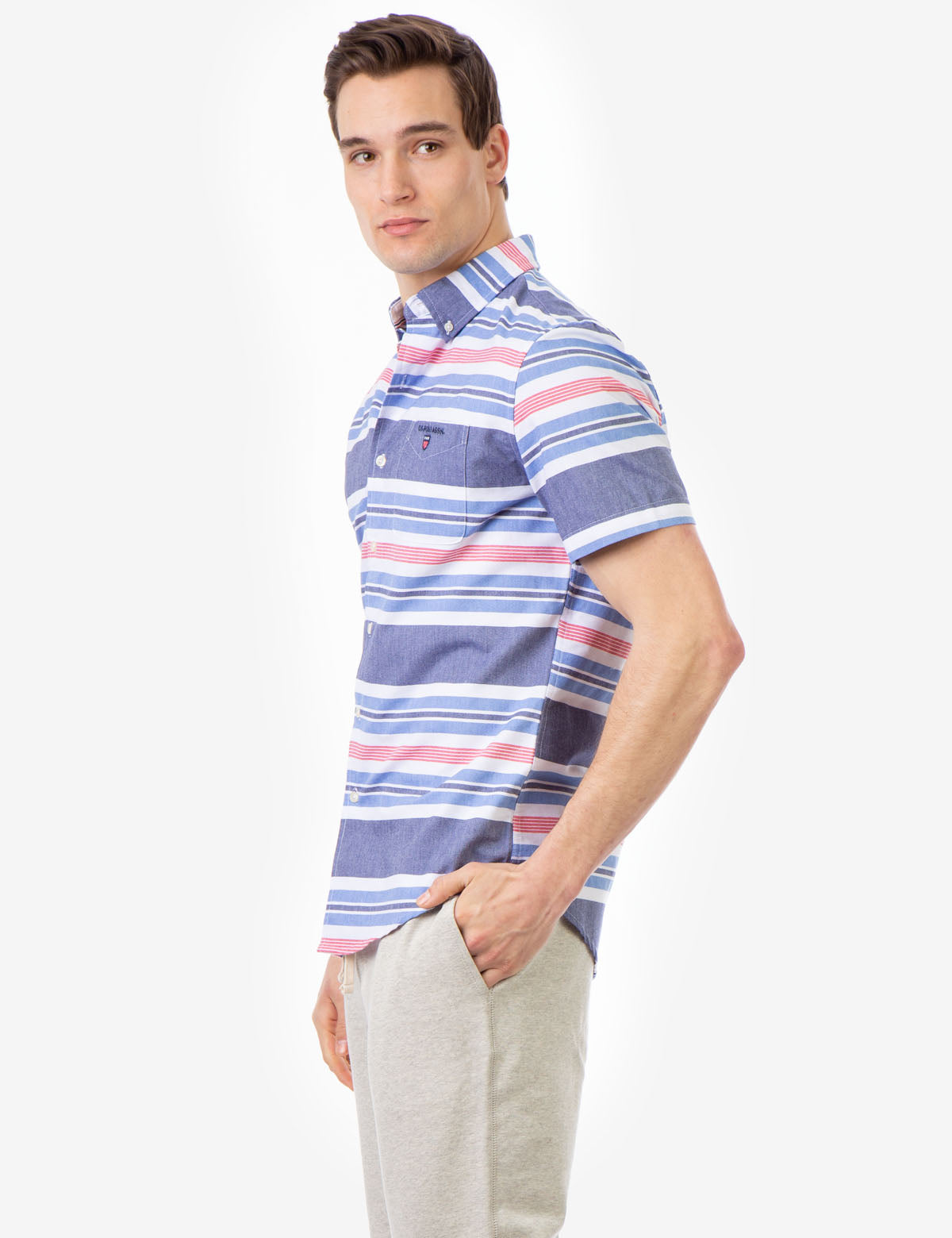 Classic Fit Stripe Oxford Short Sleeve Shirt | U.S. Polo Assn.