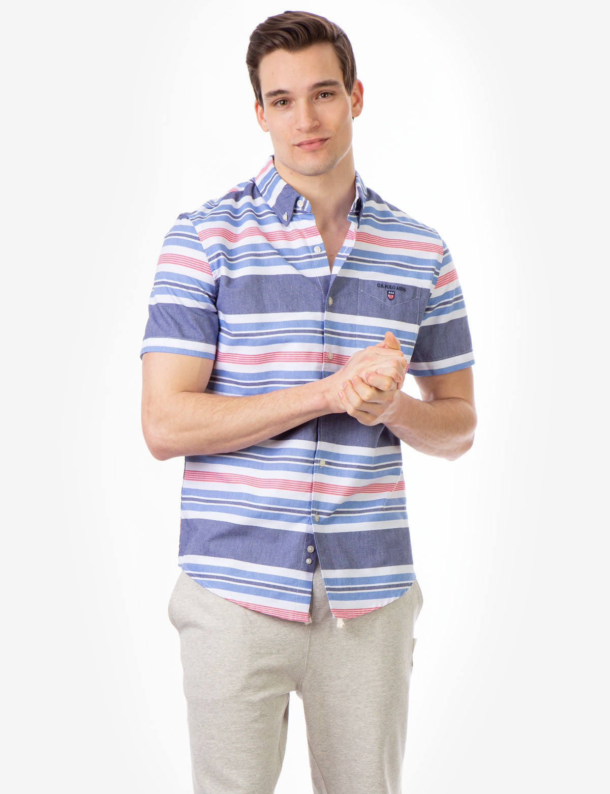 Classic Fit Stripe Oxford Short Sleeve Shirt | U.S. Polo Assn.