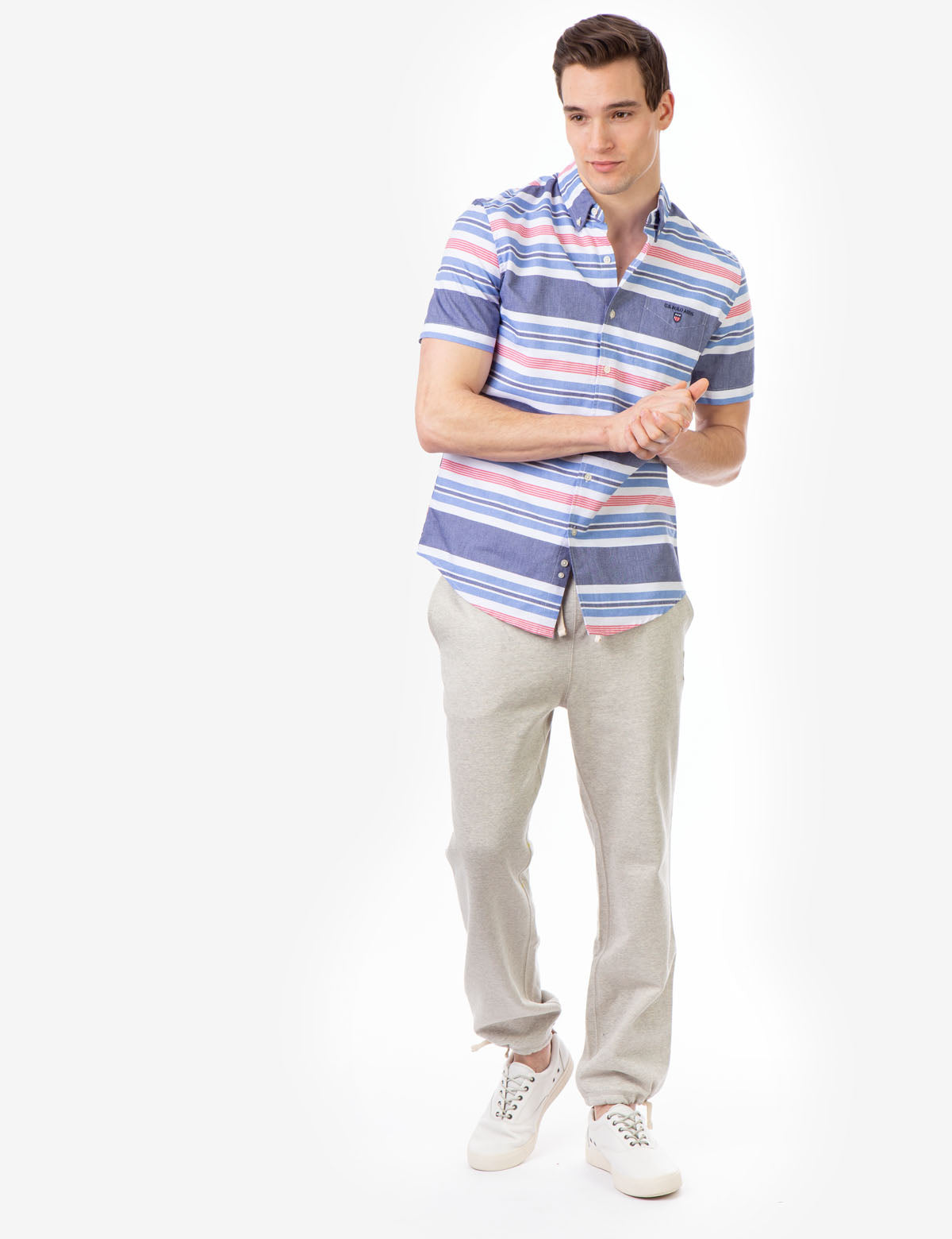 Classic Fit Stripe Oxford Short Sleeve Shirt | U.S. Polo Assn.