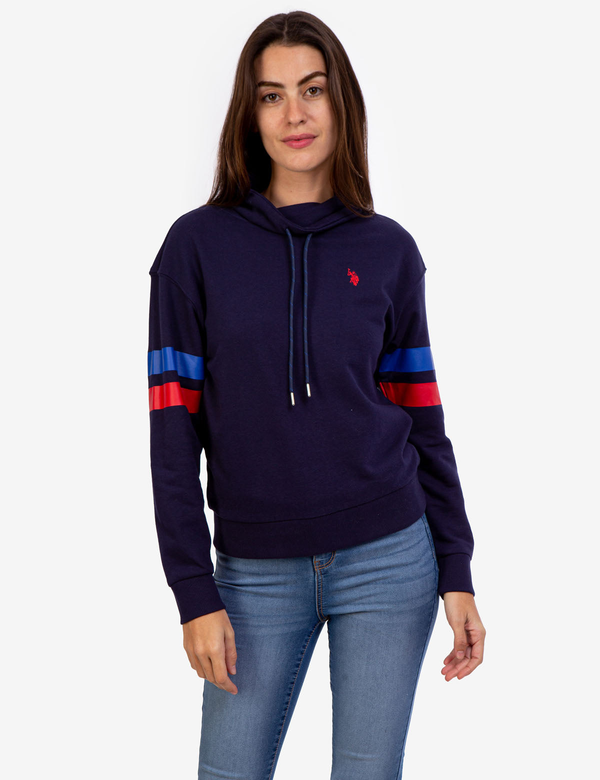 Striped Cowl Neck Sweatshirt with Long Sleeves | Cozy & Stylish