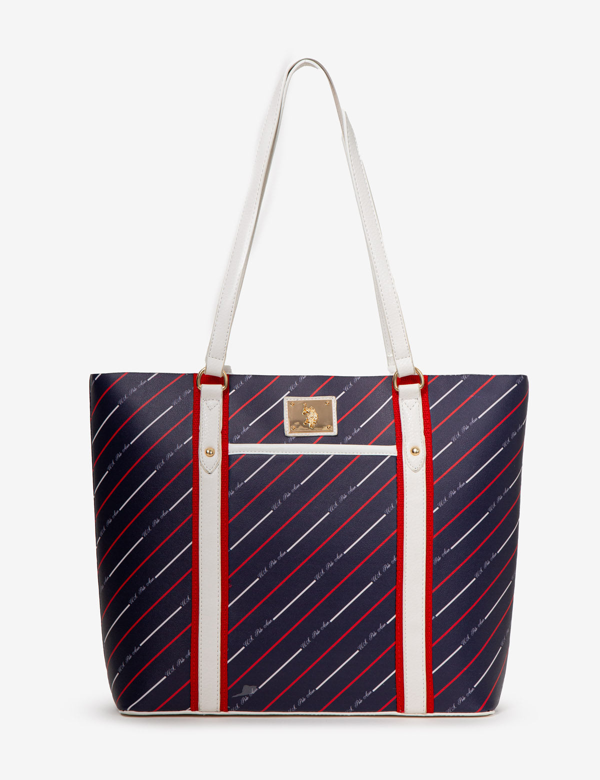 Striped Tote Bag with Zip Closure & Accessory Pocket | U.S. POLO ASSN.