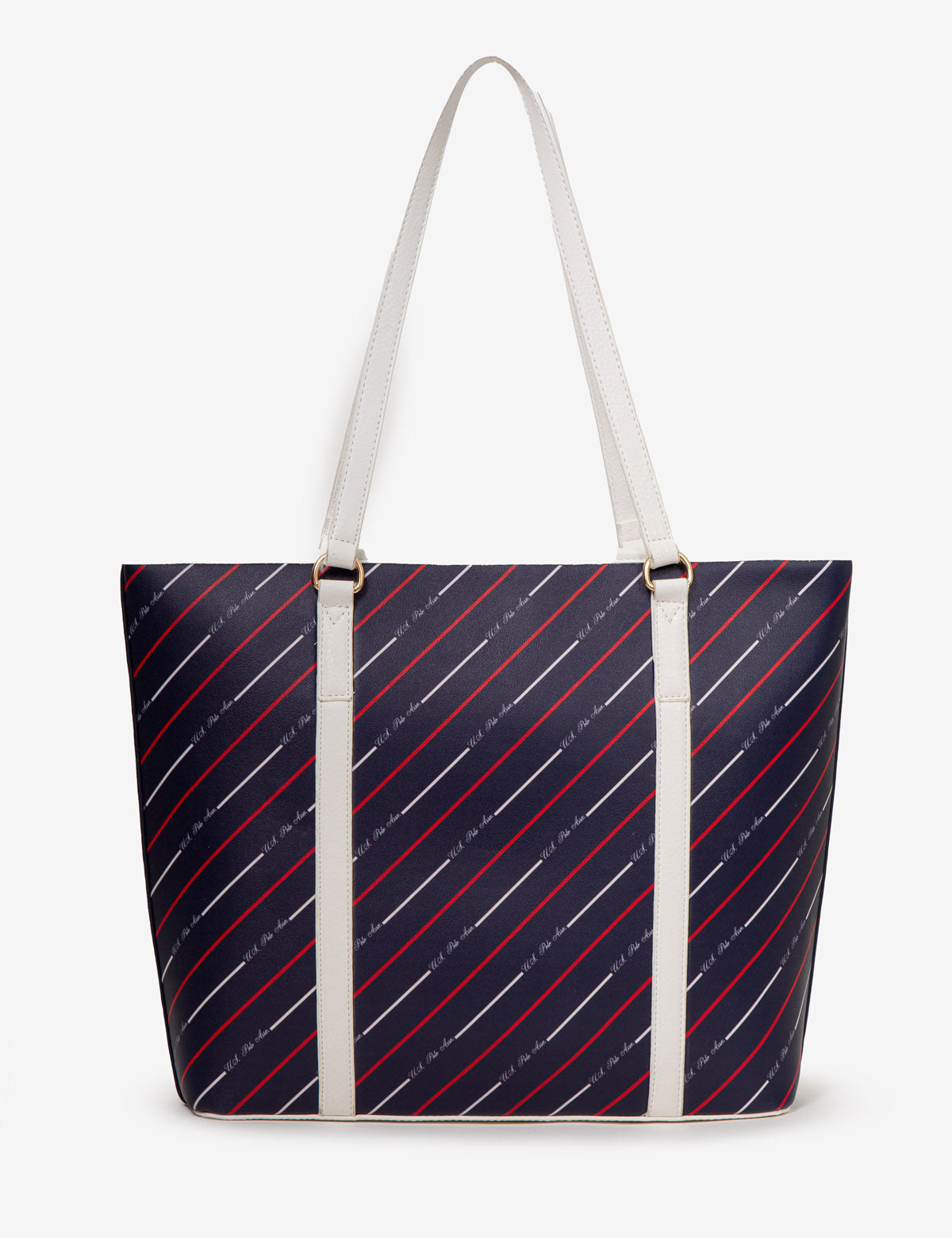 Striped Tote Bag with Zip Closure & Accessory Pocket | U.S. POLO ASSN.
