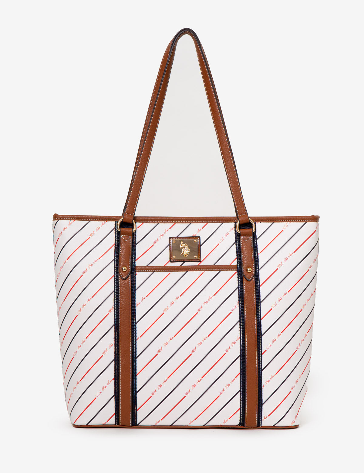 Striped Tote Bag with Zip Closure & Accessory Pocket | U.S. POLO ASSN.