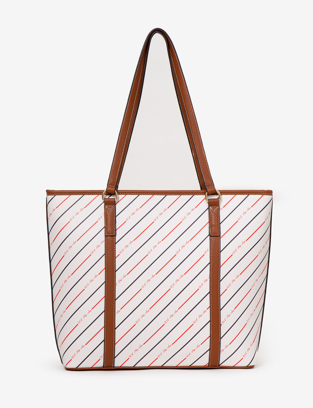 Striped Tote Bag with Zip Closure & Accessory Pocket | U.S. POLO ASSN.