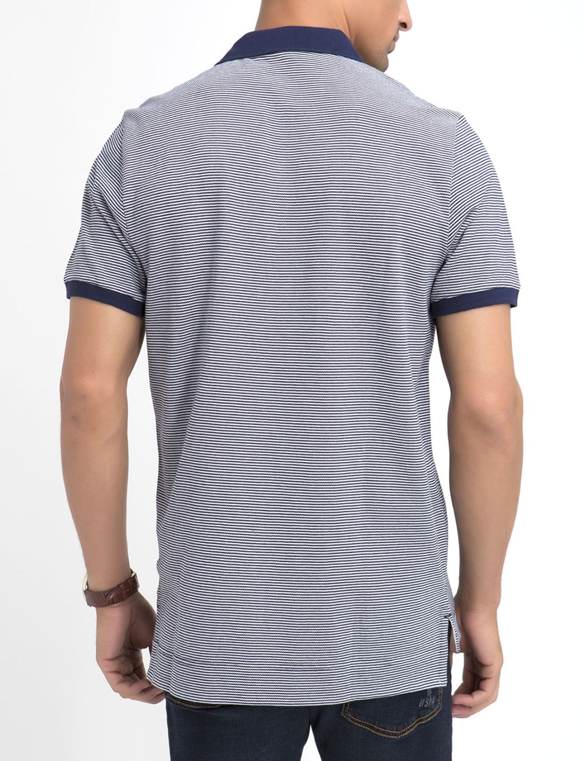 Striped Polo Shirt with Diagonal Design | Short Sleeve & Embroidered Logo