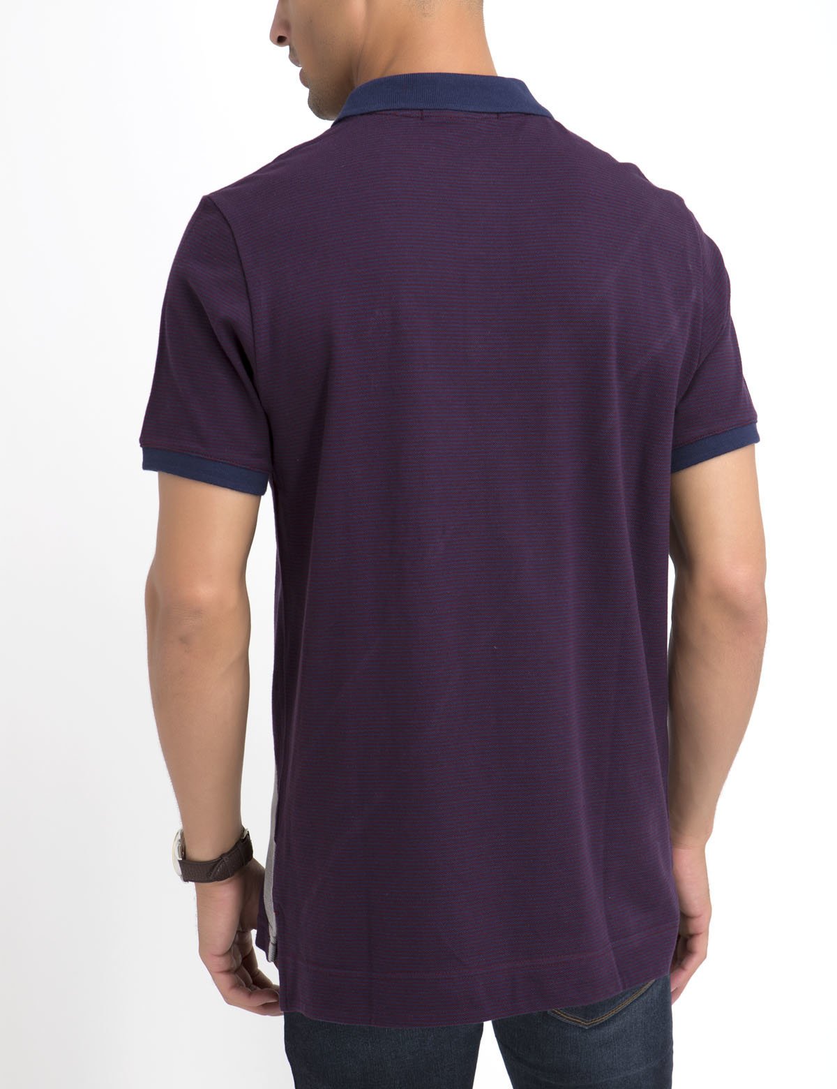 Striped Polo Shirt with Diagonal Design | Short Sleeve & Embroidered Logo