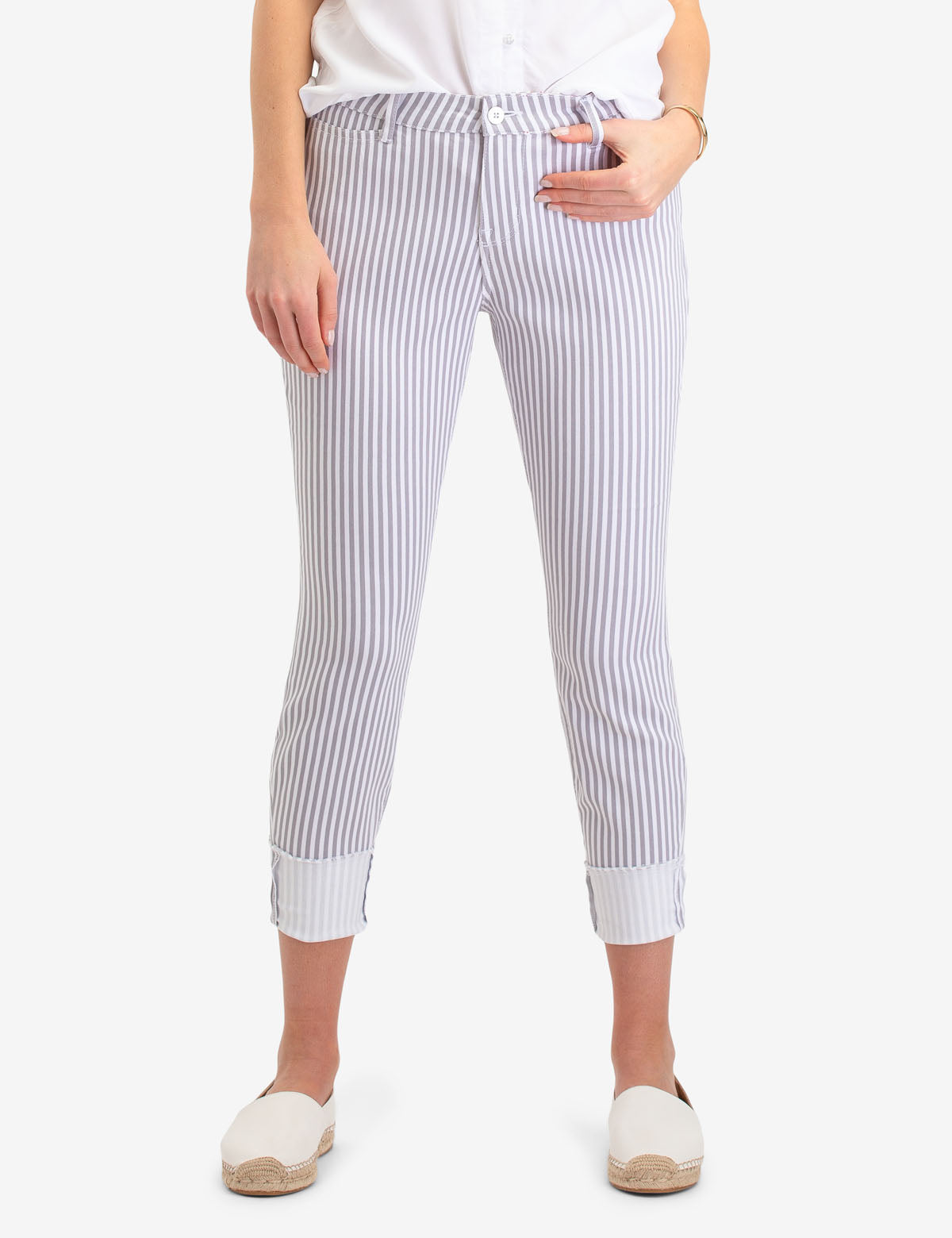 Striped Stretch Crop Jegging with Pockets | Cotton Blend