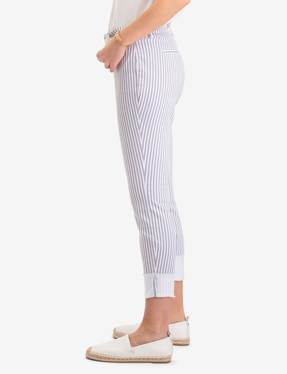 Striped Stretch Crop Jegging with Pockets | Cotton Blend