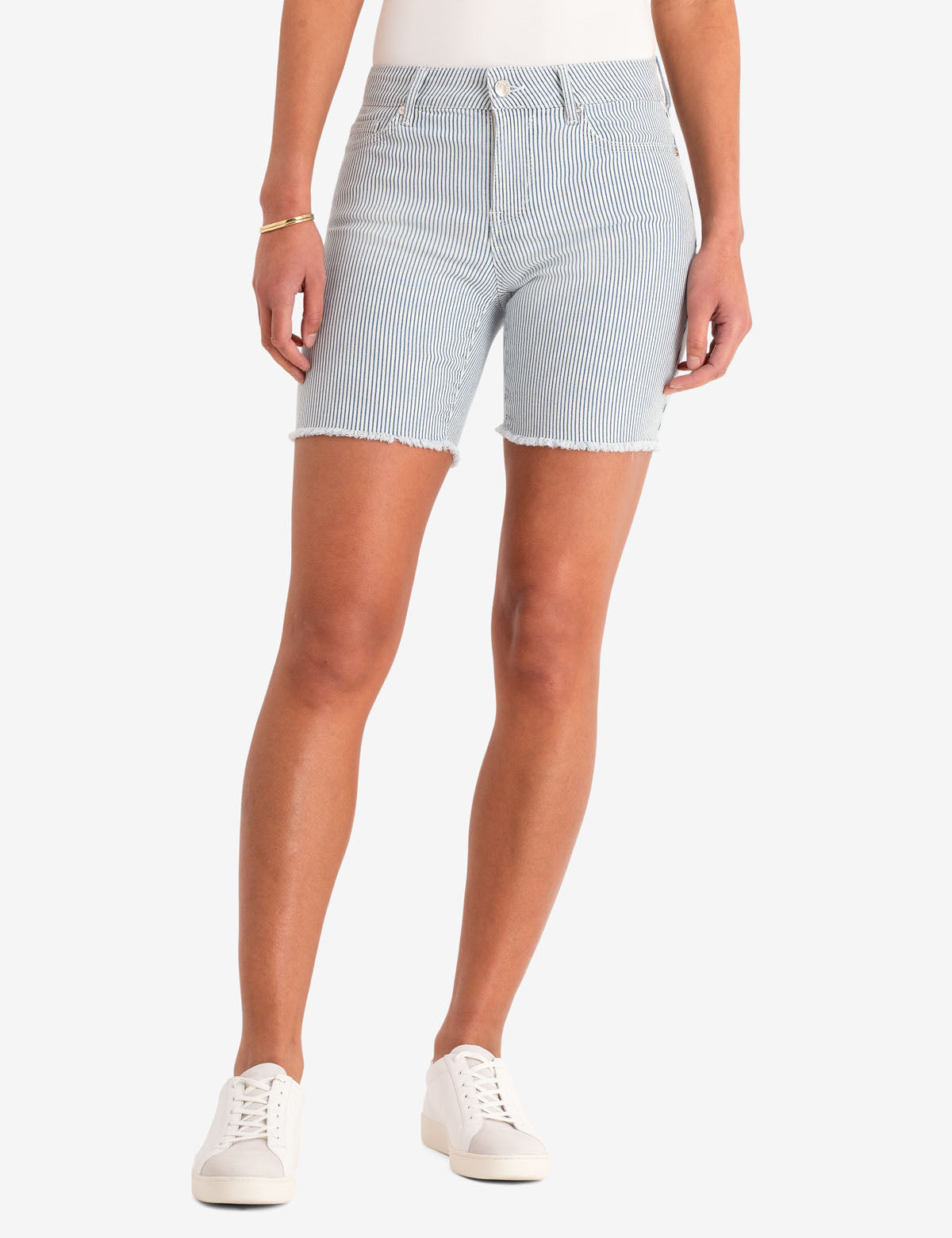 Stretch Denim Shorts with Stripe Design | 7" Inseam & Eco-Friendly