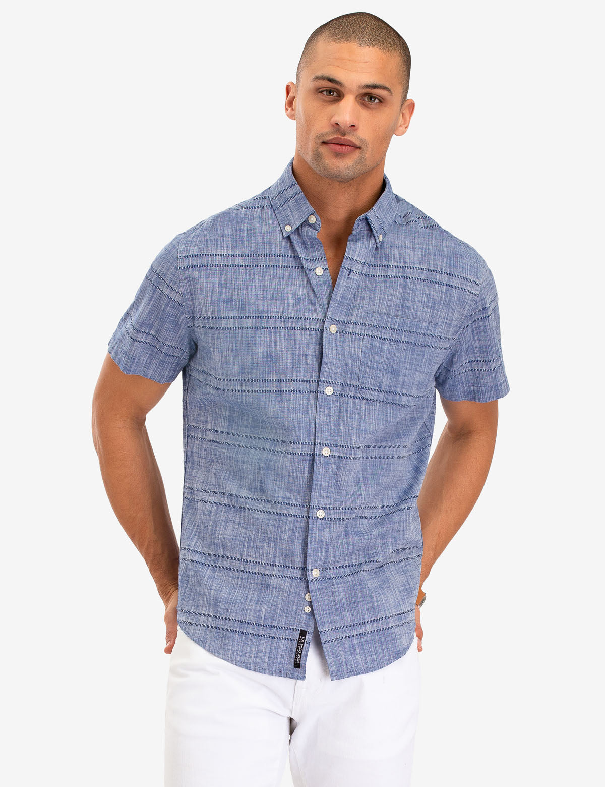 Striped Dobby Cotton Shirt | Short Sleeve Casual Wear