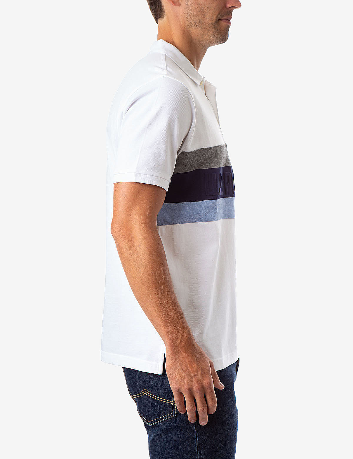 Striped Embossed Polo Shirt with Rib Knit Cuffs | U.S. Polo Assn.