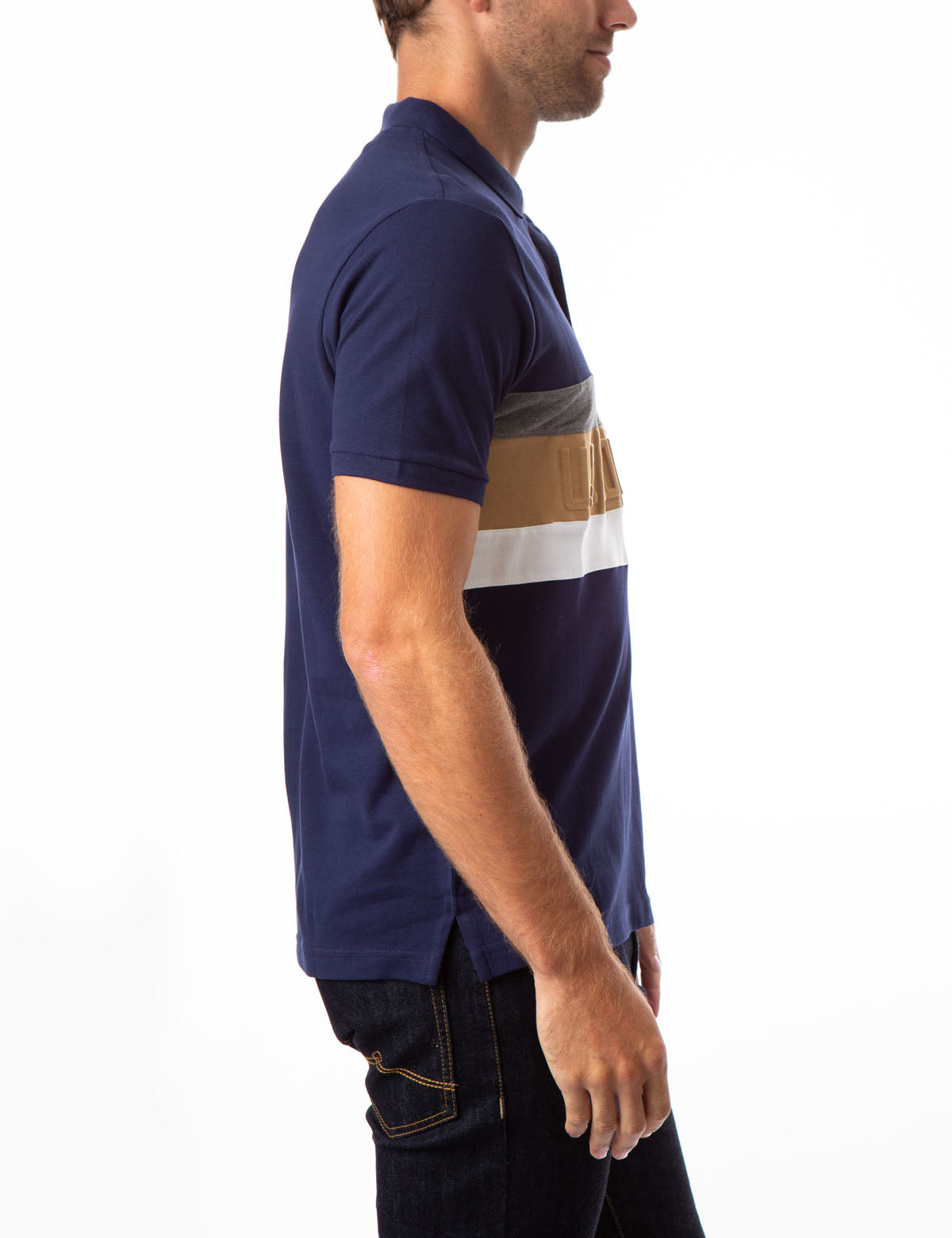 Striped Embossed Polo Shirt with Rib Knit Cuffs | U.S. Polo Assn.