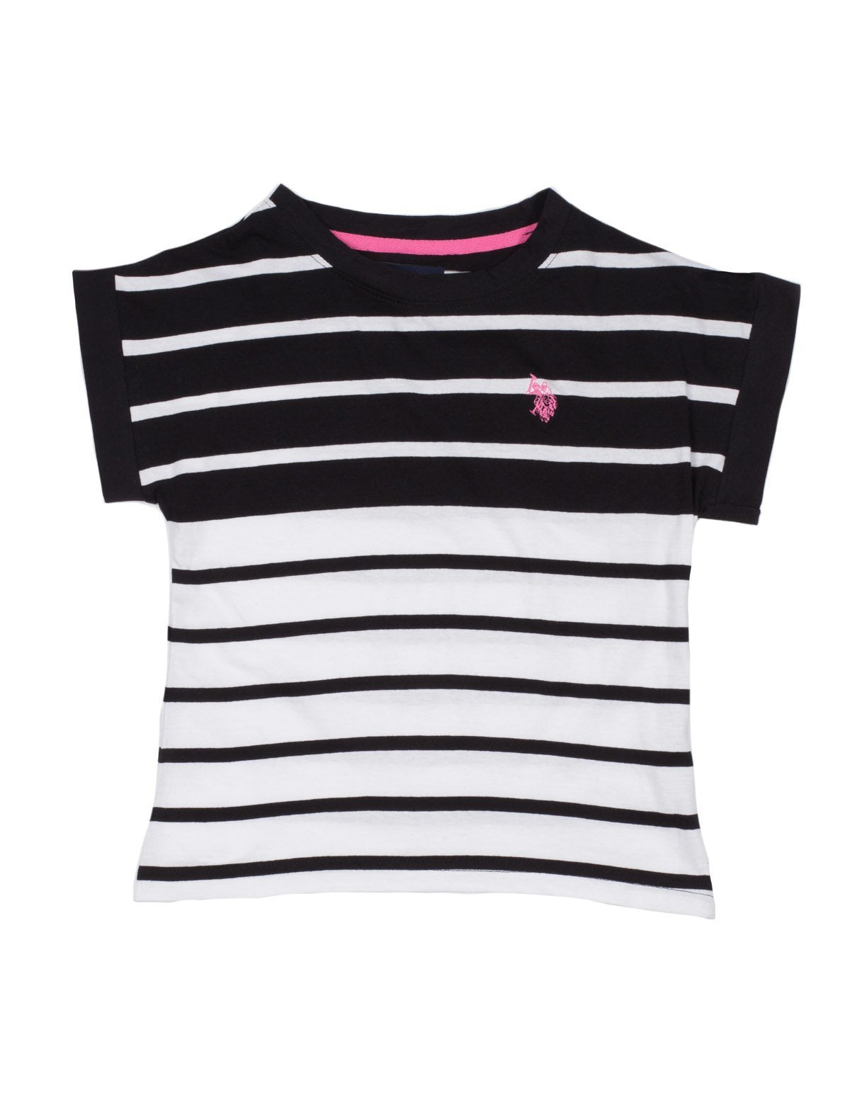 Striped Hi-Low Cotton Top with Boat Neck | Short Sleeve Tee