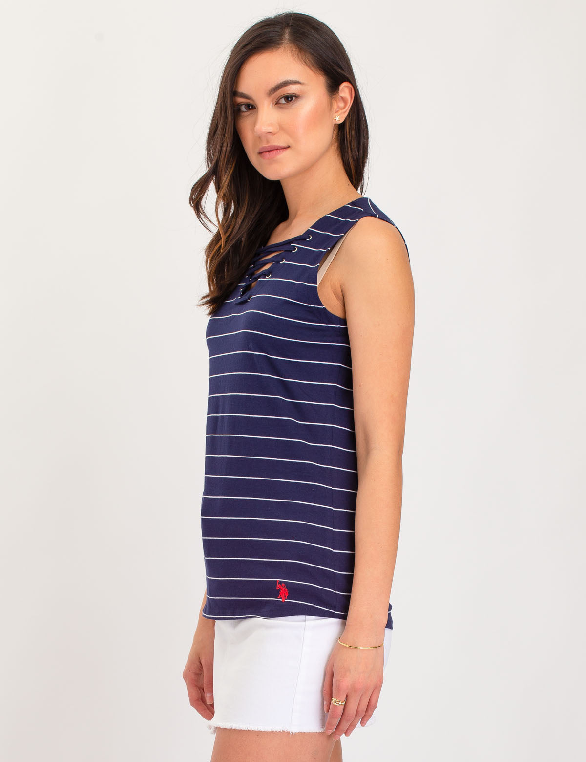 Sleeveless Striped Lace-Up Top for Women | Casual Summer Blouse