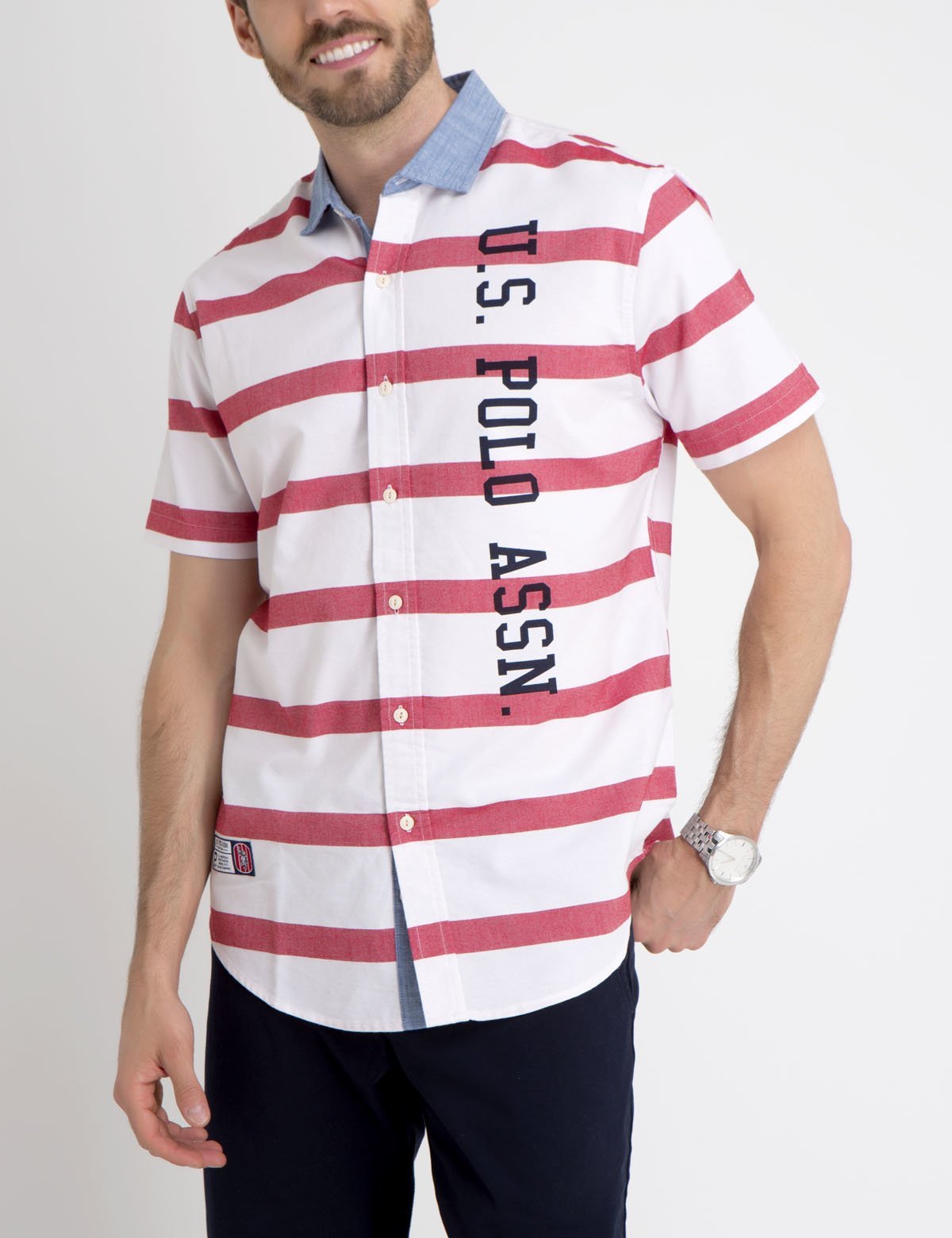 Striped Oxford Shirt with Contrast Collar | U.S. Polo Assn.
