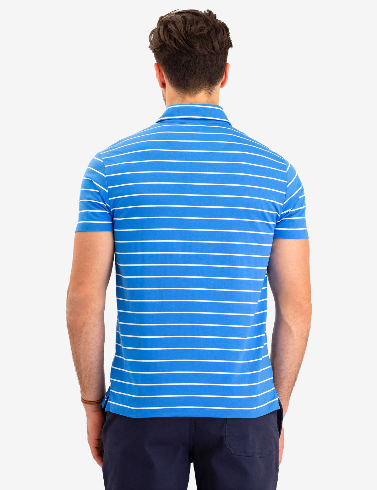Men's Striped Polo Shirt with Pocket & Logo | Short Sleeve
