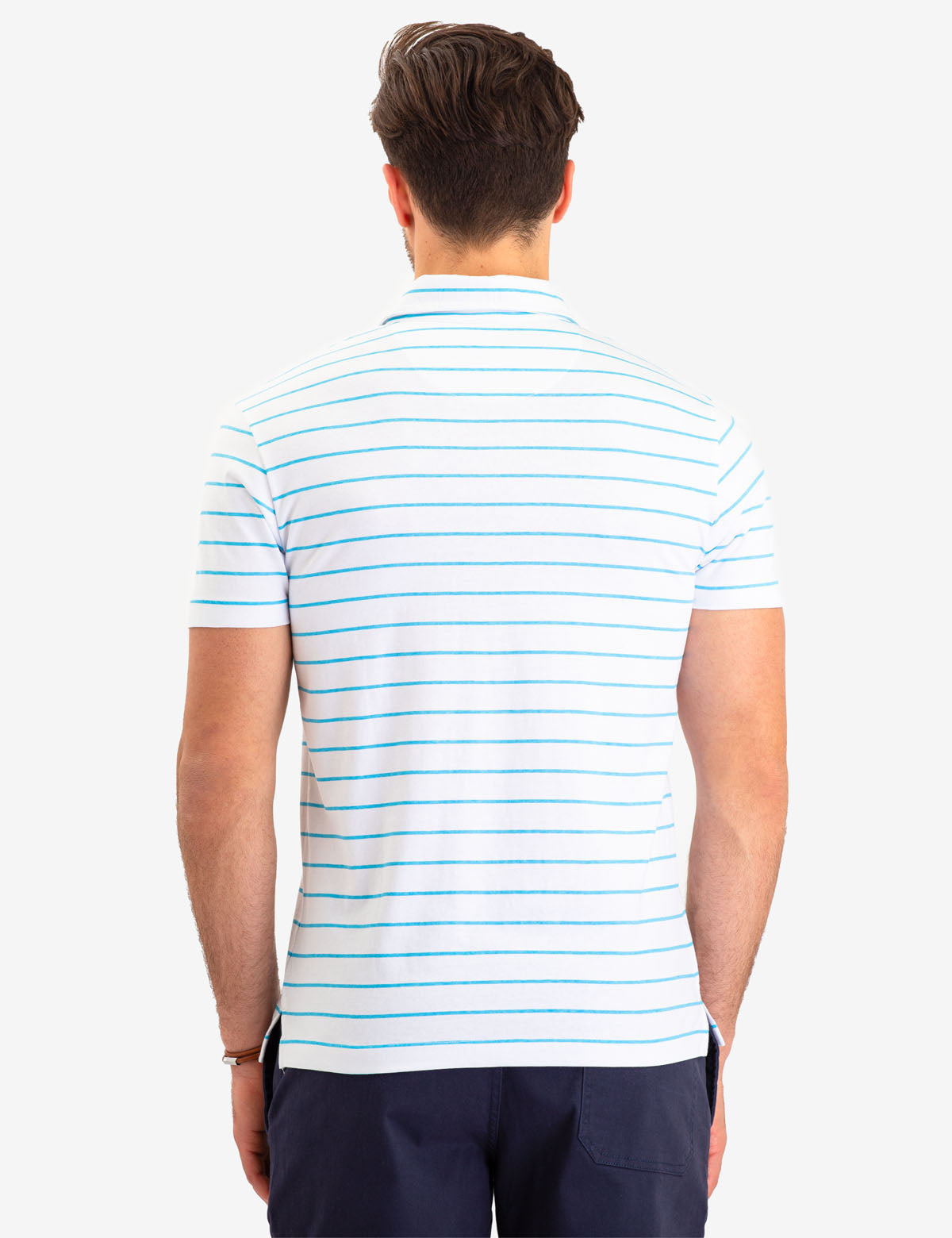 Men's Striped Polo Shirt with Pocket & Logo | Short Sleeve