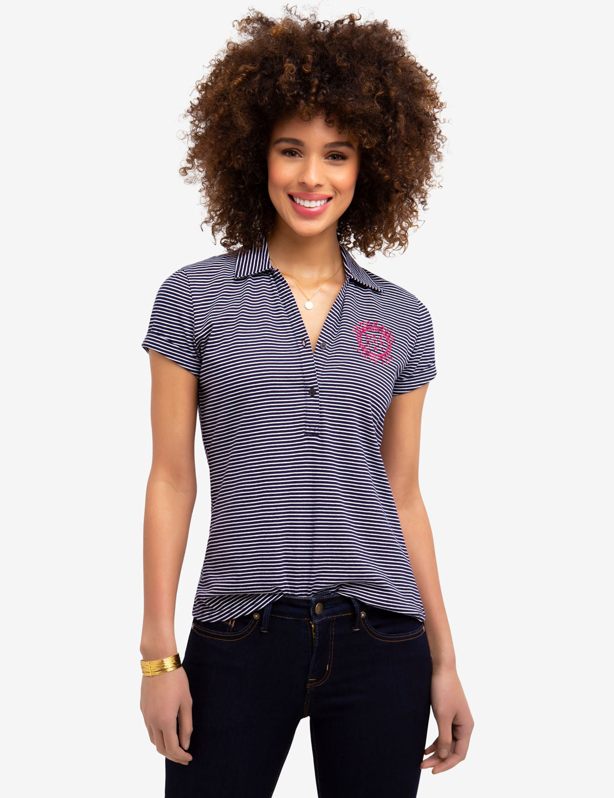 Striped Polo Shirt with Ribbed Cuffs & Embroidered Logo | Casual Short Sleeve