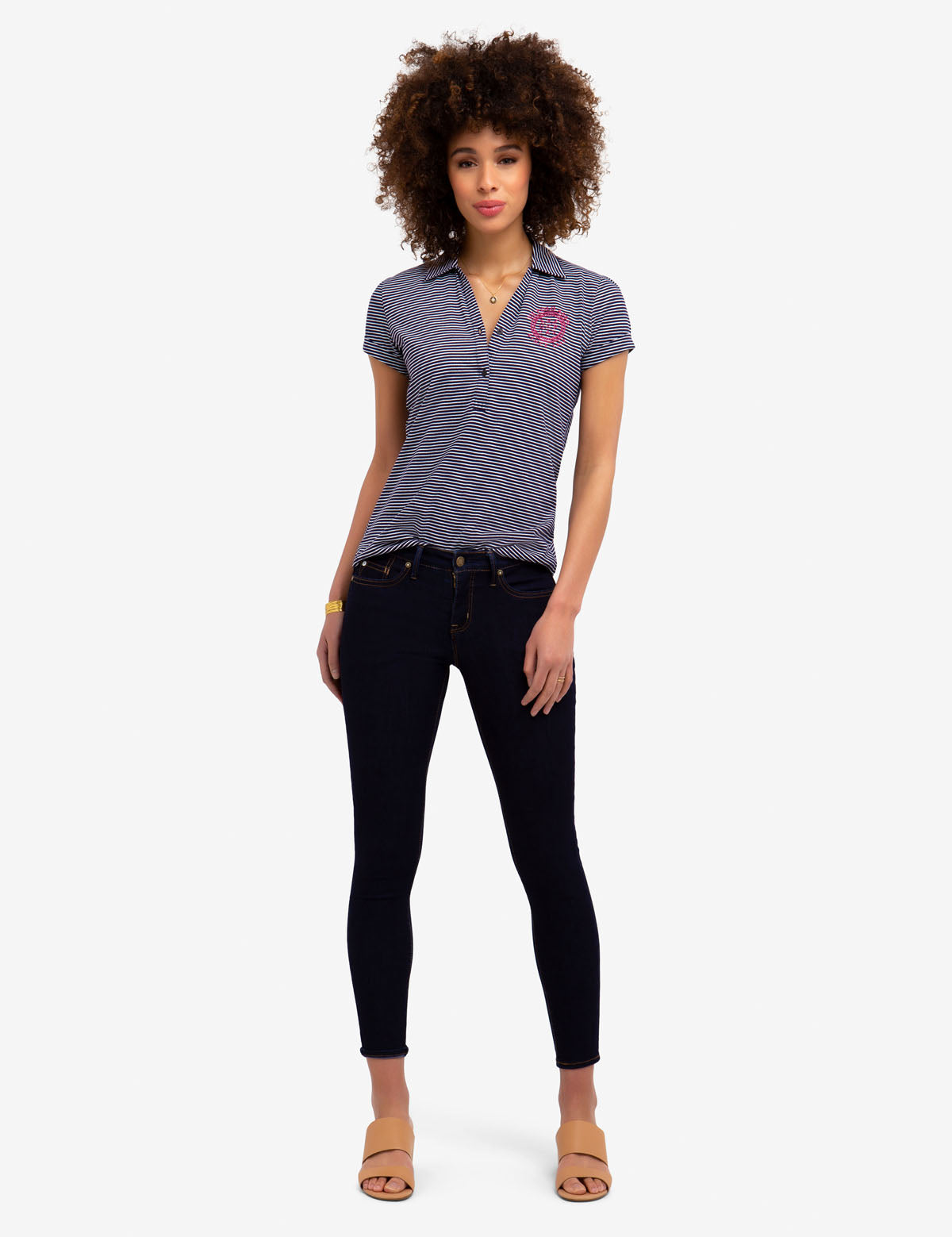 Striped Polo Shirt with Ribbed Cuffs & Embroidered Logo | Casual Short Sleeve
