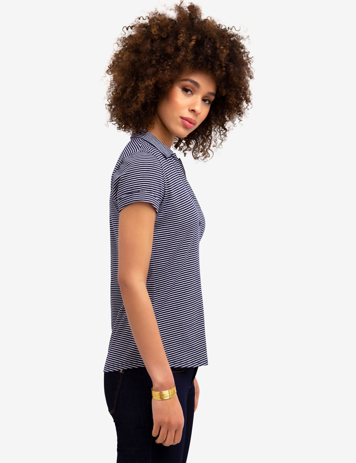 Striped Polo Shirt with Ribbed Cuffs & Embroidered Logo | Casual Short Sleeve