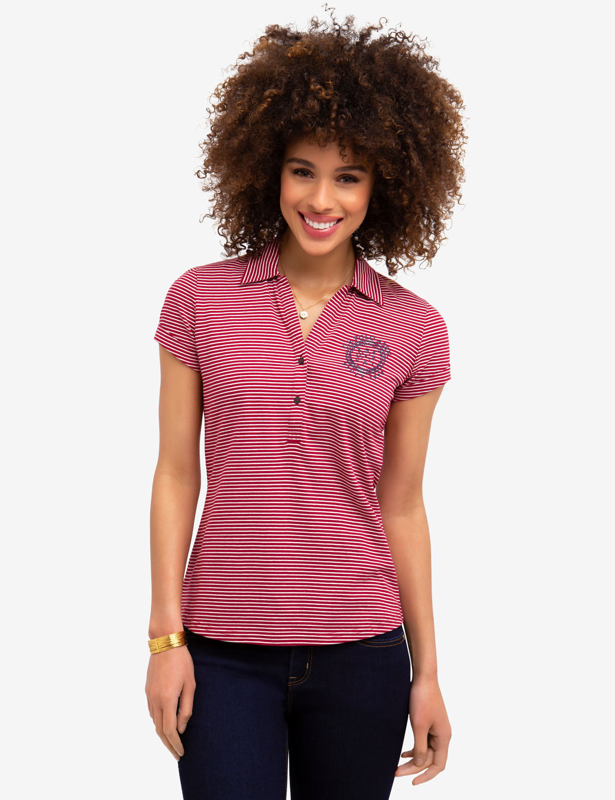 Striped Polo Shirt with Ribbed Cuffs & Embroidered Logo | Casual Short Sleeve