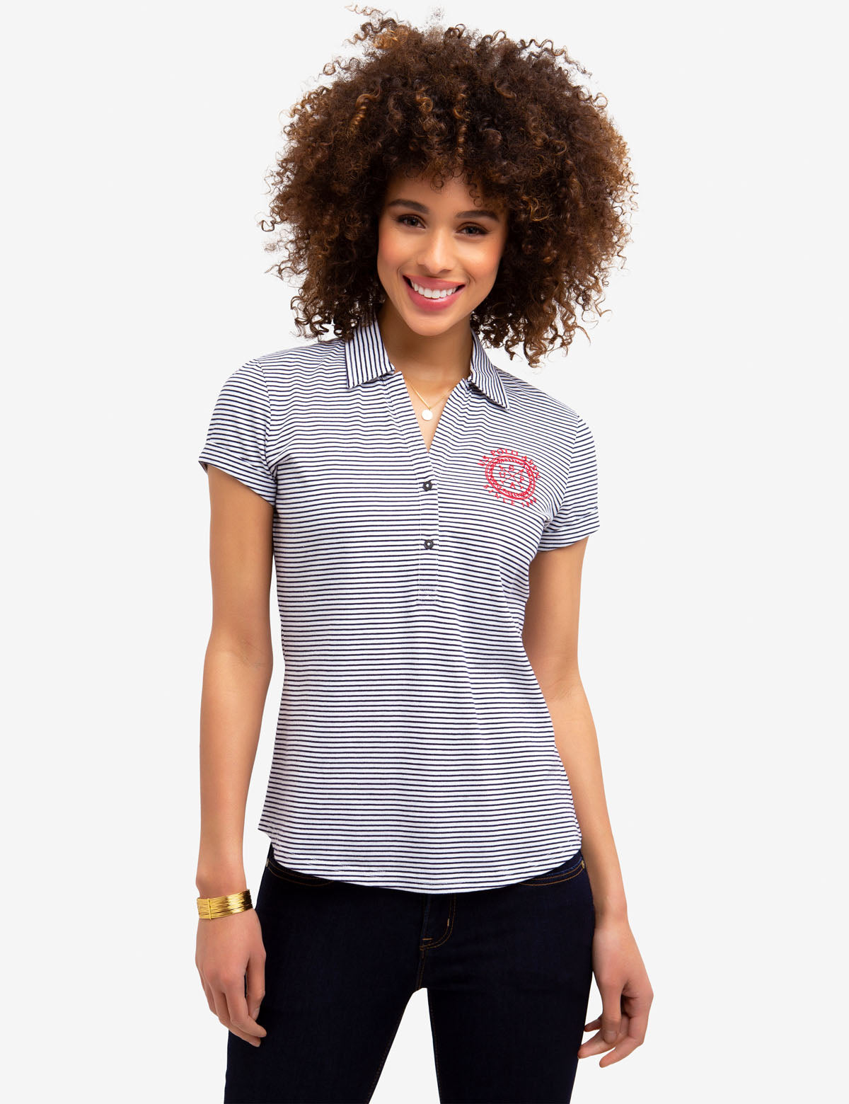 Striped Polo Shirt with Ribbed Cuffs & Embroidered Logo | Casual Short Sleeve