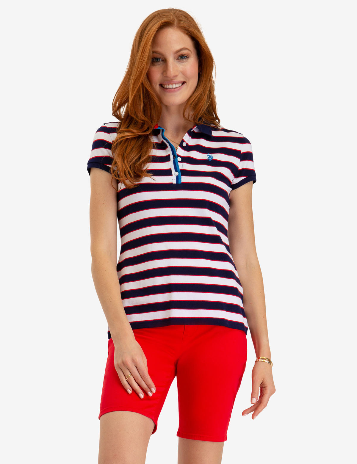 Striped Polo Shirt with Ribbed Cuffs & Embroidered Logo | Casual Short Sleeve