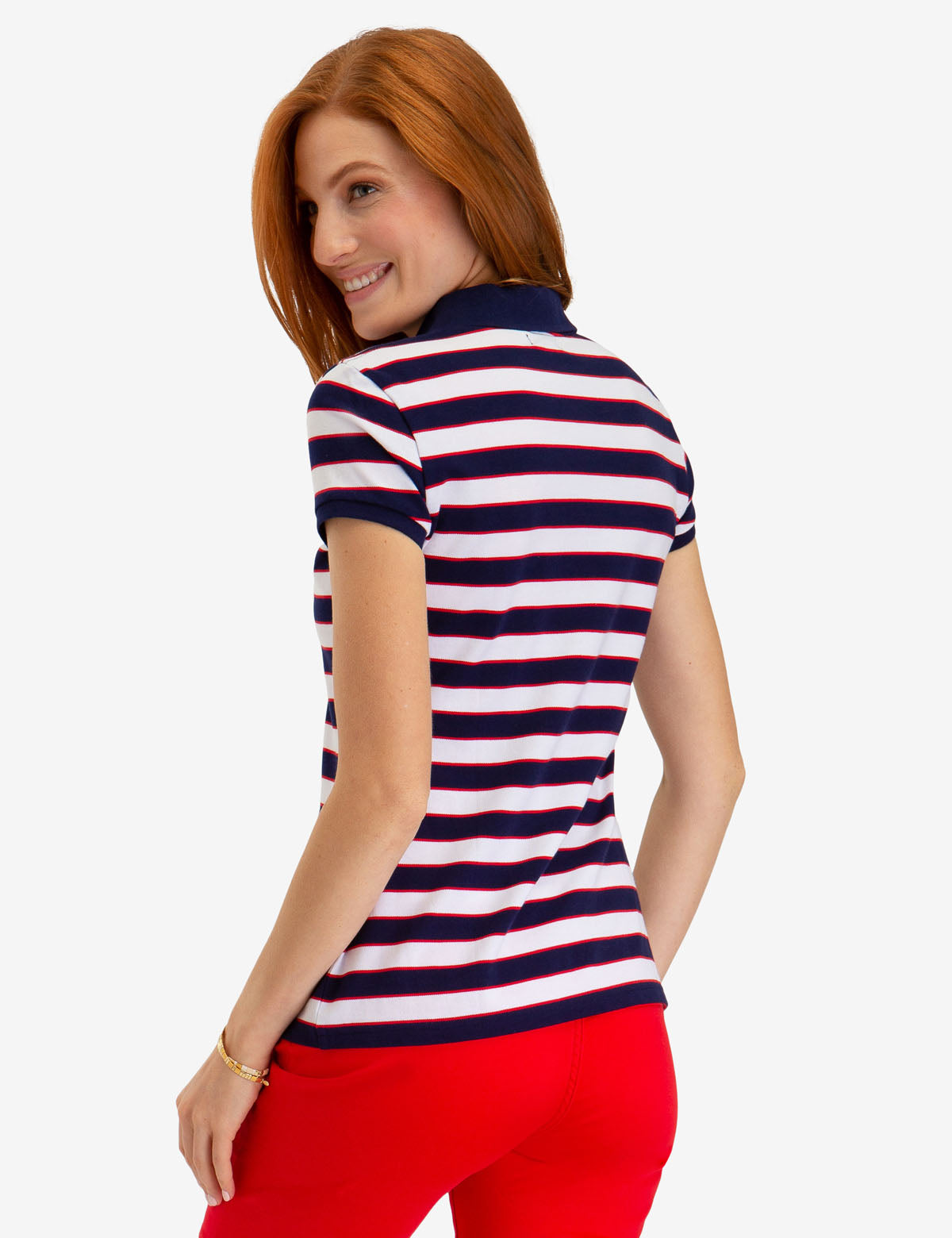 Striped Polo Shirt with Ribbed Cuffs & Embroidered Logo | Casual Short Sleeve