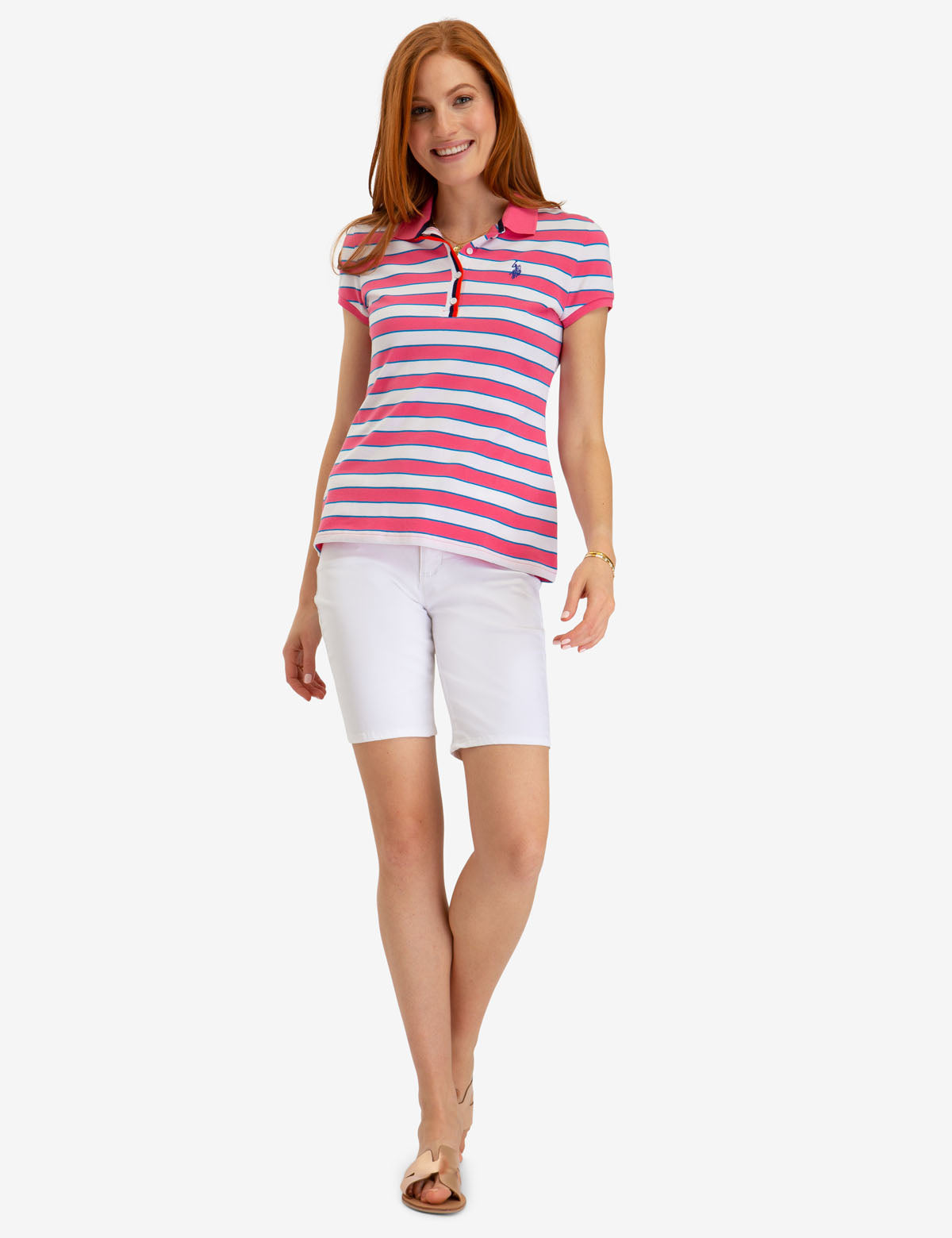 Striped Polo Shirt with Ribbed Cuffs & Embroidered Logo | Casual Short Sleeve