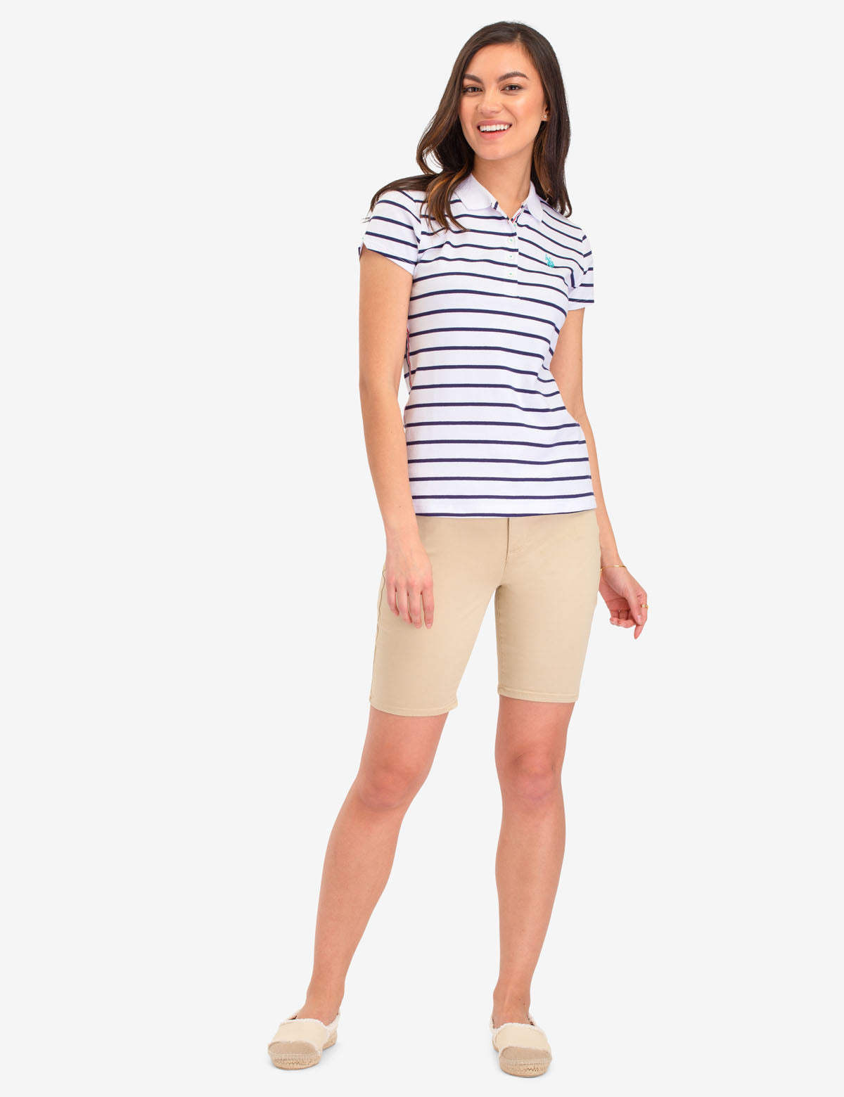 Striped Polo Shirt with Ribbed Cuffs & Embroidered Logo | Casual Short Sleeve