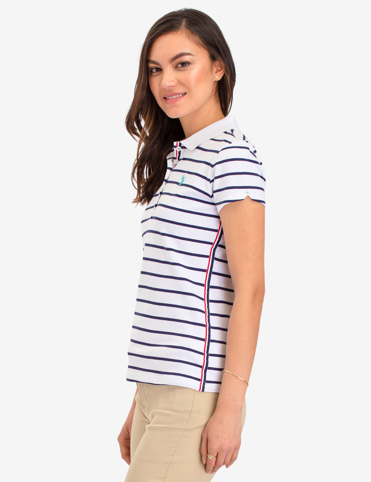 Striped Polo Shirt with Ribbed Cuffs & Embroidered Logo | Casual Short Sleeve